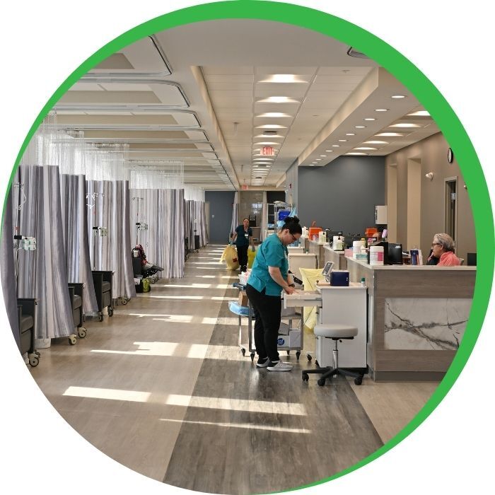 chemotherapy / infusion area at affiliated oncologists cancer center in south chicago