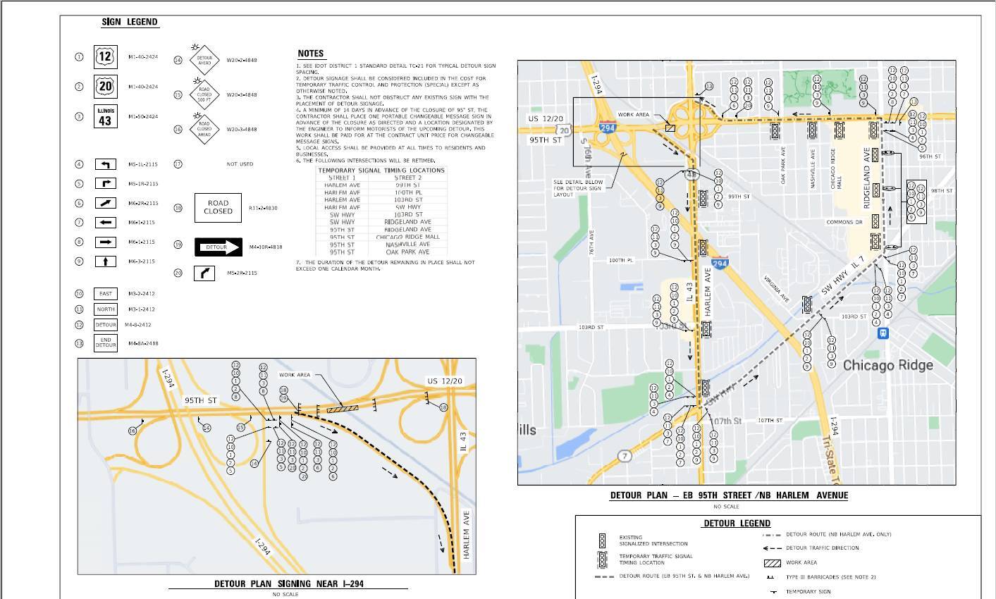 detour map for road closures